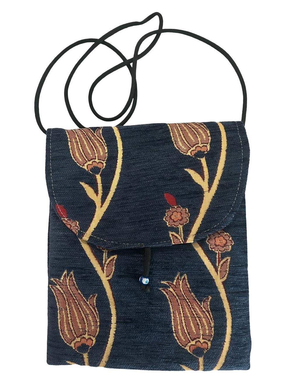 Handcrafted Navy Floral Crossbody Bag